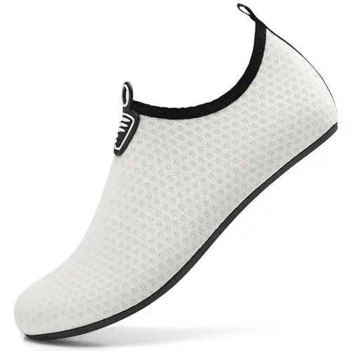 Produktbild: LATATL Herren Damen Wasserschuhe Badeschuh Schwimmschuh Tauchschuh Leicht Strandschuhe Aquaschuhe Schnell Trocknend Wassersportschuhe für Wasserparks Strände Schwimmbäder(Weiß,39 EU)