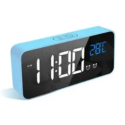 Produktbild: LATEC Digitaler Wecker mit Große LED Temperaturanzeige, Tischuhr mit 10 Musik, USB Ladeanschluss, 4 Helligkeit und Lautstärke Regelbar, Snooze, tragbarer Spiegelalarm mit 2 Alarmen, 12/24HR