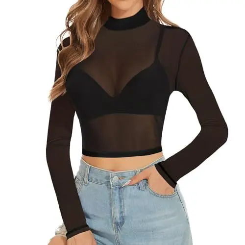 Produktbild: Latex Korsett für Damen, Netzstoff, atmungsaktiv, sexy Hemden, Herren, langärmelig, Nachtwäsche, durchsichtige Netzbluse, lässig Roter Body Sexy(Schwarz,3XL)