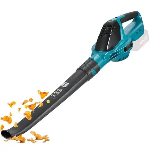 Produktbild: Laubbläser Akku für Makita Akku 18V, 219 km/h 5-Gang Luftgeschwindigkeit Gebläse, 28000RPM Bürstenlosen Leistungsstark Laubgebläse Akku für Terrassen Rasenpflege Laubblasen (Schwarz Ohne Batterie)