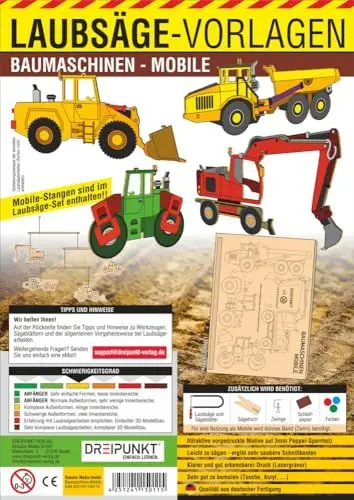 Produktbild: Laubsägevorlagen Baumaschinen (Mobile): Laubsägevorlage für ein Mobile mit verschiedenen Baumaschinen