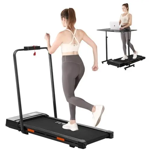 Produktbild: Laufband für Zuhause mit Steigung, FEWOO 2 in 1 Walking Pad Klappbar, Tragbares Laufband für Home Office, 2.25HP kompakte Faltbare Laufmaschine mit Fernbedienung, LED-Anzeige