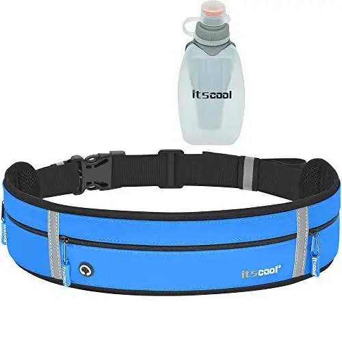 Produktbild: Laufen Handytasche, Itscool Joggen Handyhalterung mit Wasserflasche für Laufen, Schlank Aussehen Aber hohe Kapazität und langlebig (Blau&Flasche)
