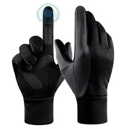 Produktbild: Handschuhe Herren Damen Sporthandschuhe Thermo Touchscreen Fahrrad Männer Fahrradhandschuhe Unterziehhandschuhe Winter (Schwarz-Grau X-groß)