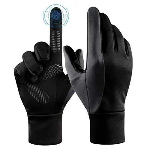 Produktbild: Handschuhe Herren Damen Sporthandschuhe Thermo Touchscreen Fahrrad Männer Fahrradhandschuhe Unterziehhandschuhe Winter (Schwarz-Grau X-groß)