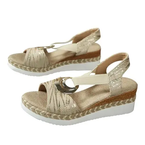 Produktbild: laufhandschuhe Herren Fallen Sommer Sandalen Keil Sandalen Große Damen Sandalen Plattform Sandalen Sommer Damen Sandalen S-341 Beige 41