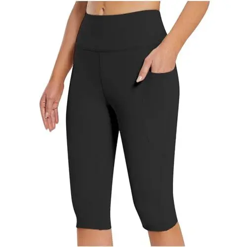 Produktbild: Laufhosen Für Männer Kurz hohe Taille, Caprihose, Workout, Bikerhose, Abnehmen, athletische Gymnastikhose, Yogahose Bestellung Verbergen Wie (Black, L)