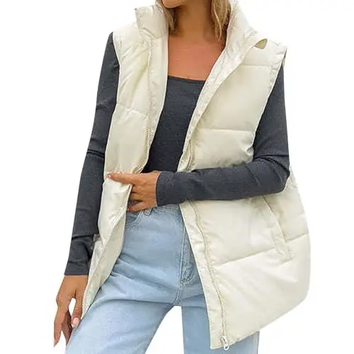 Produktbild: Laufjacke Damen Atmungsaktiv Winddicht Damen-Weste, einfarbig, modisch, locker, lässig, Kordelzug, gepolstert Frühlingsjacke+Damen Dünne Regenjacke Damen 𝗟ang (White, L)