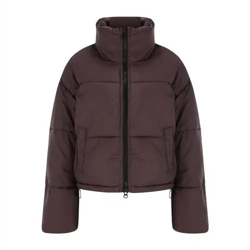 Produktbild: Laufjacke Damen Atmungsaktiv Winddicht Einfarbiger Damen-Baumwollmantel mit Stehkragen, schmaler, modischer Kleiner Daunenmantel aus Baumwolle Gefütterte+Regenjacke+Damen Varity Jacke (Red, L)