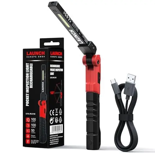 Produktbild: LAUNCH Taschenlampe LED Aufladbar, Arbeitsleuchte Werkstattlampe Akku, COB&SMD Inspektionsleuchten mit Starker Magnetfuß, 3 Seitig 4 Lichtmod für Auto Reparatur, Campinglampe, Geschenke für Männer …