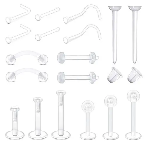 Produktbild: LAURITAMI Plastik Nasenpiercing Retainer Kunststoff Durchsichtige Piercings Lippe Bioflex Lippenpiercing Stecker Silikon