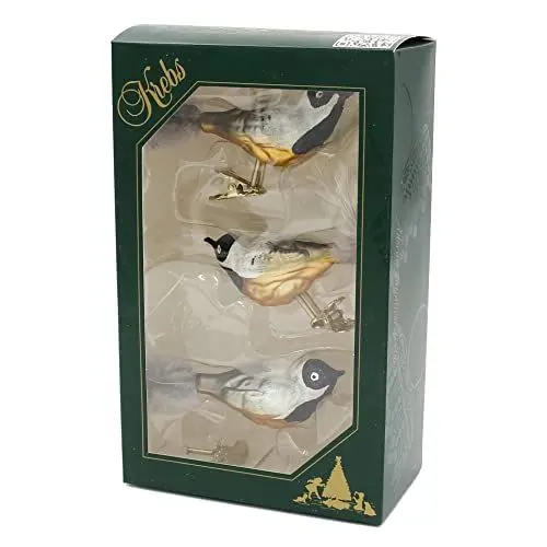Produktbild: ***Lauschaer Christbaumschmuck - 3er Set Glasvogel auf Clip, Mehrfarbig, mit Schwanzfeder, Größe je Vogel ca. 11 cm