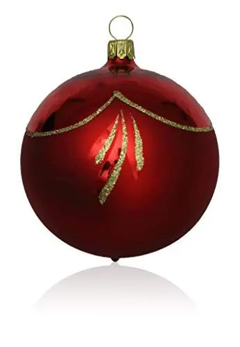 Produktbild: Lauschaer Glas Christbaumkugeln rot Glanz/matt 4 Stück d 10cm Christbaumschmuck Weihnachtsschmuck mundgeblasen,handdekoriert