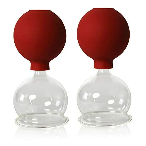 Produktbild: Lauschaer Glas Schröpfgläser mit Ball 2 Stück 60mm zum professionellen, medizinschen, feuerlosen Schröpfen, Schröpfglas, Schröpfgläser,