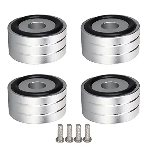 Produktbild: Lautsprecher Spikes Basismatte, 4 Stück SP4010 Aluminiumlegierung Lautsprecher Isolations Spike Ständerfuß für DAC Verstärker Recorder Messgerät (40x20mm/1,57x0,78Zoll) (Silber)