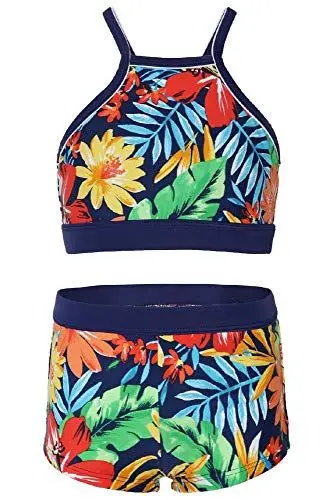 Produktbild: La-V Mädchen Bikini Zweiteilig Floral Karibik/Größe 128/134