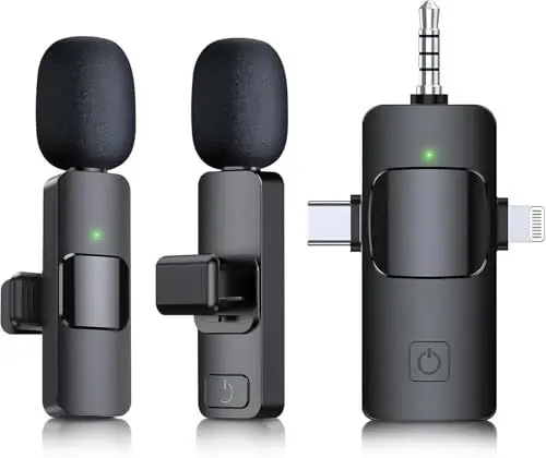 Produktbild: Lavalier Mikrofon, 3 in 1 Mini Mikrofon, Drahtloses Ansteck Mikrofon, Kompatibel mit Kamera, Computer, iPhone, iPad, Android, USB-C Mikrofon für Live-Streaming, Videoaufnahmen, Vlog, TikTok, YouTube