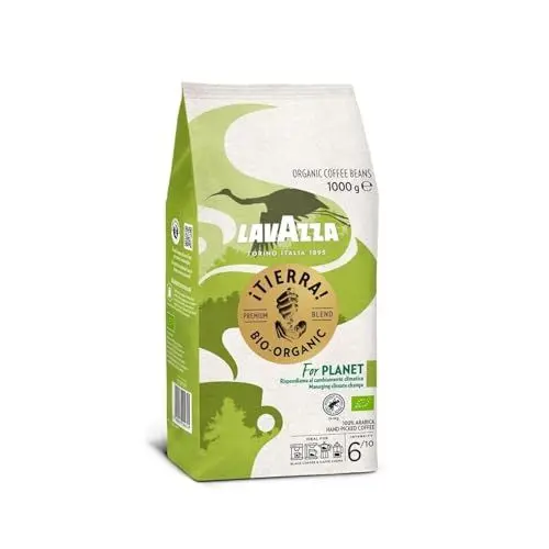 Produktbild: Lavazza, Tierra For Planet, 100 % Bio-Arabica Kaffeebohnen, Ideal für Espressomaschinen, Milder Geschmack, Intensität 6/10, Fruchtige & Blumige Aromen, Leichte Röstung, 1 kg Packung