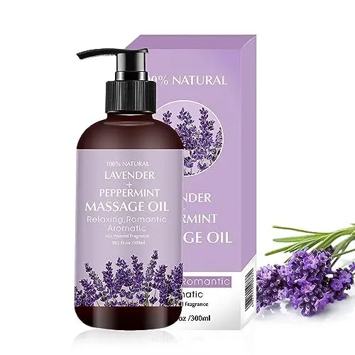 Produktbild: Lavendel Massageöl zur Beruhigung, Beruhigung und Entspannung müder, schmerzender Muskeln Massageöl Ideales Körperöl zur Befeuchtung der Haut für Männer und Frauen