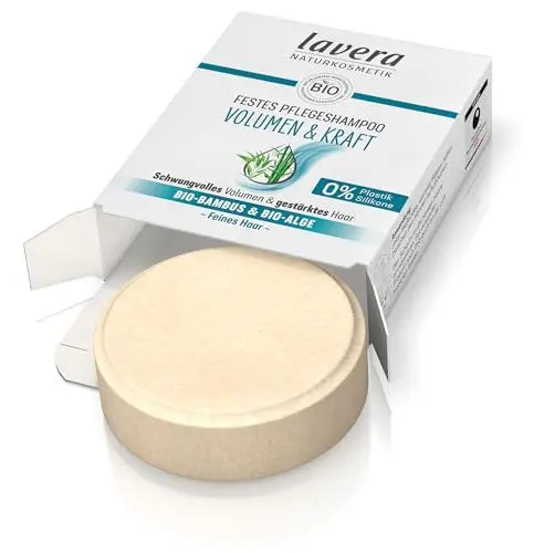 Produktbild: lavera Festes Pflegeshampoo Volumen & Kraft - ohne Silikone - Intensive Feuchtigkeit & sanfte Pflege - vegan - Naturkosmetik - 50 g
