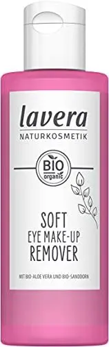 Produktbild: lavera Soft Eye Make-up Remover - Make-Up Entferner - glutenfrei - Für die sensible Augenpartie Vegan - ohne Silikone - ohne Mineralöl - glutenfrei - Bio-Aloe Vera - Bio-Sanddorn - 100ml