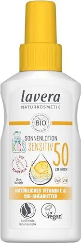 Produktbild: lavera Sonnenlotion Sensitiv KIDS LSF 50 - Sonnencreme für Kinder - mineralischer Sofortschutz - wasserfest - vegan - Naturkosmetik - 100 ml