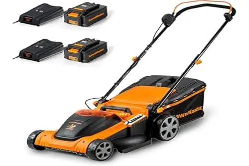 Produktbild: LawnMaster CLMF4841E Akku-Rasenmäher 48V Max 2x24V 4.0Ah Batterie, 41cm 450m² Mulchen 42L, 22-72mm 6-Stufige Schnitthöhenverstellung