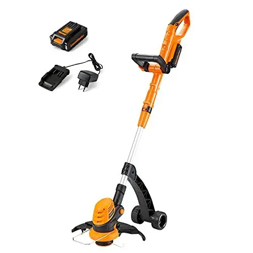 Produktbild: LawnMaster Akku-Rasentrimmer 24V 2,0Ah, inkl. Akku und Ladegerät, 25 cm Schnittbreite, für größere Flächen,2-in-1 Rasentrimmer & Kantenschneider Rasen, drehbarer Trimmerkopf, Teleslopstiel.
