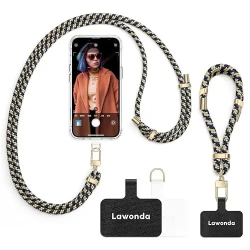 Produktbild: Lawonda Handyband Universal, Handy Lanyard mit 2 Stück Universelles Patch, Handyband mit Hülle kombinierbar, Einstellbar und Abnehmbar Smartphonekette für Unterwegs (Mailand)