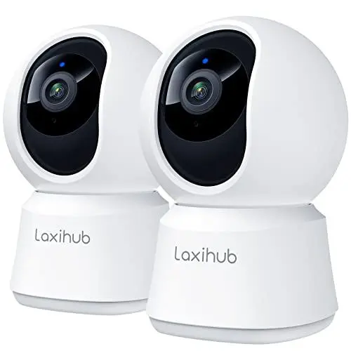 Produktbild: LAXIHUB Hundekamera mit App 2K/3MP HD Kamera Überwachung Innen 2,4 GHz, Hundekamera Nachtsicht Innenkamera WLAN 2-Wege-Audio Haustierkamera Bewegungs- & Geräuscherkennung, 2PC
