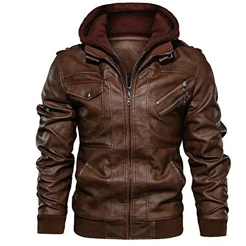 Produktbild: Lay U HOME Frühling und Herbst Männer Leder Bekleidung Slim PU Leder Jacke Herren Retro Lederjacke Jacke Männer Casual Motorrad-Kleidung