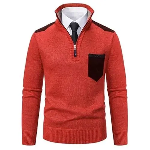 Produktbild: Lay U HOME Herbst Pullover Männer Pullover Halb Zipper Patchwork Langarm Warm Schlank Pullover Männer Casual Mode Pullover Herren Bekleidung