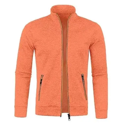 Produktbild: Lay U HOME Herbst Winter Feste Farbe Lange Ärmel Stricken Strickjacke Mann Casual Loose Bequem Reißverschluss Taschen Outwear