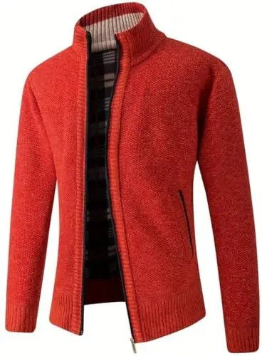 Produktbild: Lay U HOME Mann-Normallack-Strickjacke Freizeit Bequem Und Warm Stehen Neck Zipper Kragen Pullover