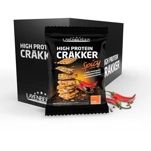 Produktbild: Layenberger High Protein Cräkker, Snacks mit viel Eiweiß und wenig Kohlenhydraten, (8 x 75 g) - Spicy