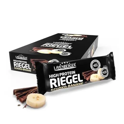 Produktbild: Layenberger High Protein Riegel - Fitness Power Bar, viel Eiweiß, wenig Zucker - 18er Pack (18 x 35 g) - Schoko-Banane
