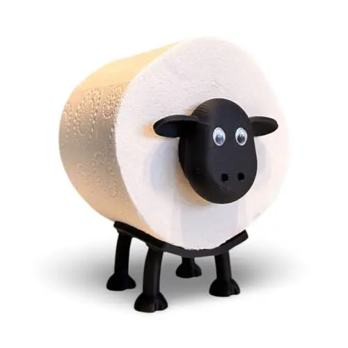 Produktbild: LAYERSMITH® Schaf Toilettenpapierhalter (DAS ORIGINAL) 1 Stück für 42mm Rollen - Perfekt als Deko für Toilettenpapier, Klorollenhalter, Klopapierhalter oder als Geschenk