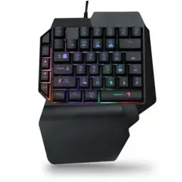 Produktbild: Lazmin112 Einhand-Gaming-Tastatur, Gaming-Keypad Ziffernblock, RGB Hintergrundbeleuchtete Ergonomische Tastatur mit Handballenauflage, USB Plug-and-Play, für Computer/Laptop/Notebook/Handy/Tablette