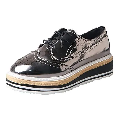 Produktbild: Lazzboy Damen 219155 Schnürung Plateauschuhe(Silber,38.5)