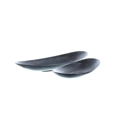 Produktbild: LB H&F 2 Stück Dekoschale Set Schale Schmuckschale Blumenschale 30 cm massiv Kunstoff grau modern Industrial Betonoptik (Grau Flach)