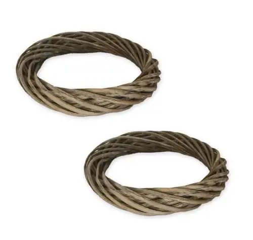 Produktbild: LB H&F 2 x Weidenkranz Set Dekokranz 25cm Natur Tischkranz Türkranz Landhaus BRAUN Bastelkranz (Grau)