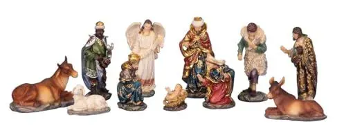 Produktbild: LB H&F Bergbauern Krippenfiguren für Weihnachtskrippe Figuren Set 11tlg. - 4 bis 14 cm Gross (Krippenfiguren Set)