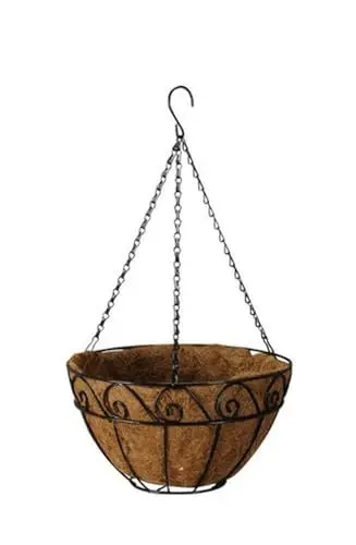 Produktbild: LB H&F Blumenampel Hängekorb Hängeampel Pflanzampel Pflanzkorb antik Deko Hängeschale Hängetopf Landhaus Shabby Metall (Ø 30 cm/GR)