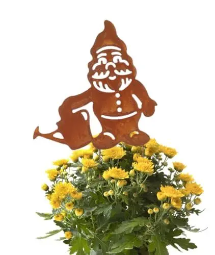 Produktbild: LB H&F Gartenzwerg Gartenstecker Roststecker Zwerg mit Gießkanne Edelrost Rostfigur Rostdeko Figur 40cm Gartenfigur Dekofigur Gartendeko (Gartenzwerg)