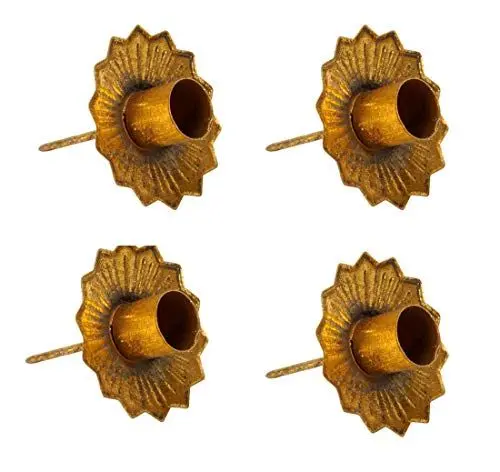 Produktbild: LB H&F Set 4 x Adventskranz Stecker Advent Gold Kerzenhalter für Spitzkerzen Weihnachten Adventsgesteck (Spitzkerzenstecker Gold antik)