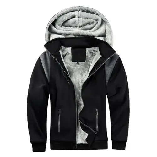 Produktbild: LBL Hoodie Herren Kapuzenjacke Langarm Sweatjacke Fleecejacke Winterjacke Dicker Warm Kapuzenpullover Herren Hoodies Mit Reißverschluss