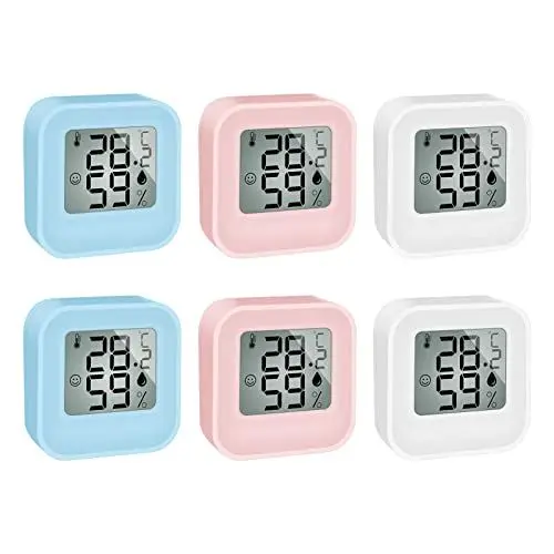 Produktbild: LCD Digital Mini Thermometer Hygrometer 6 Stück Elektronischer Temperatur und Feuchtigkeitsmesser Intelligentes Zimmerthermometer für Büro, Pflanze, Gewächshaus ，Babyzimmer