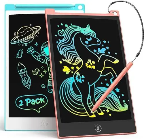 Produktbild: LCD Schreibtafel 2 Pack, 8.5 Zoll Tablet für Kinder und Erwachsene, Löschbarer, Wiederverwendbarer Schreib-Zeichenblock, mit Abschließbar Löschen-Taste (Blau+Rosa)