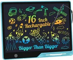 Produktbild: LCD Schreibtafel Kinder 16 Zoll Wiederaufladbar, Maltafel Zaubertafel Bunter Bildschirm Kleinkinder Pädagogisches Spielzeug für 3 4 5 6 Jahre Jungen Mädchen Zeichentablet Weihnachtsspielzeug Geschenke