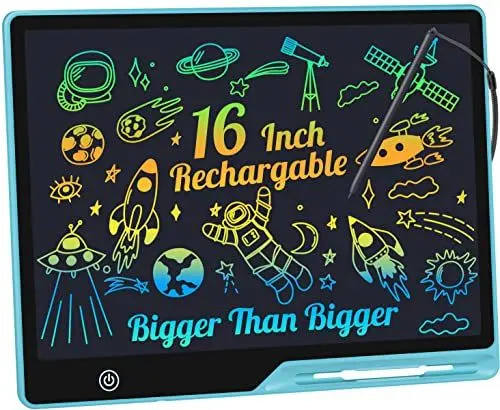 Produktbild: LCD Schreibtafel Kinder 16 Zoll Wiederaufladbar, Maltafel Zaubertafel Bunter Bildschirm Kleinkinder Pädagogisches Spielzeug für 3 4 5 6 Jahre Jungen Mädchen Zeichentablet Weihnachtsspielzeug Geschenke